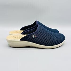 Fly Flot Shoes Women 8 Blue Mesh Slip On Mule Clogs Slippers Lightweight Comfort